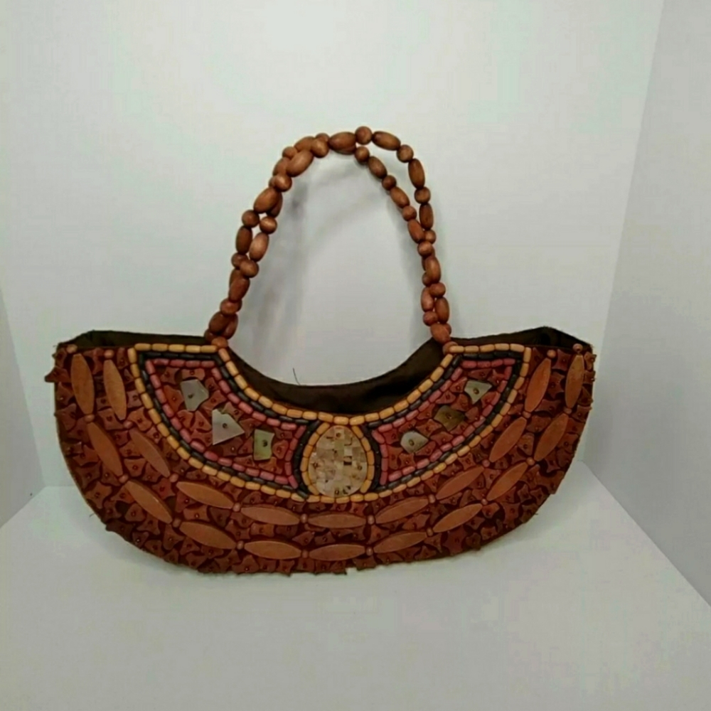 SUN & SAND Tote Woven/beaded Bag Purse Made in the Philippines.